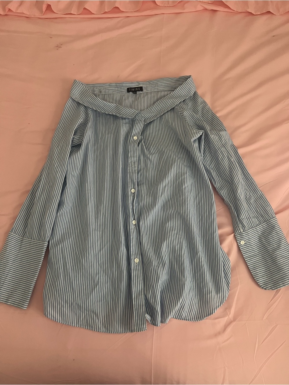 Timing Blue and White Vertical Stripe Shirt